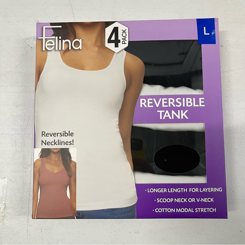 Reversible Necklines Tank 4-Pack Large